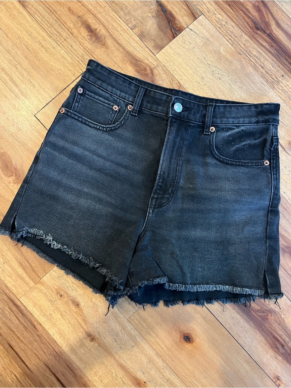 American Eagle Outfitters Black Frayed Hem Stretch Denim Shorts